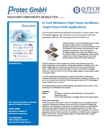 Miniature High-Temp Oscillators for Down-Hole Applications by Q-Tech