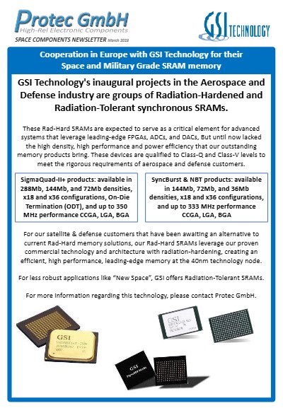 Cooperation with GSI Technology for Space and military SRAMs