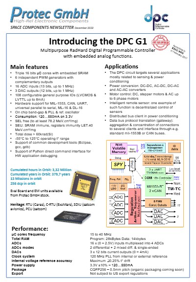 Introducing the DPC G1 RadHard Micro Controller with analog functions